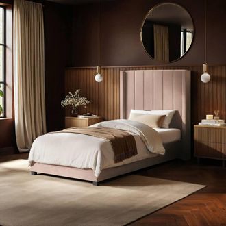 Flair Tiggy Single Ottoman Bed Velvet in Pink