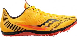 Saucony Womens Endorphin 3 Track Spike Shoe In 16 - Vizi Gold / Vizi Red