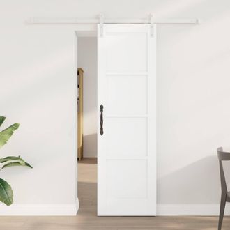 Berkfield Home Sliding Door with Hardware Set White 61x198.5 cm Solid Wood Pine