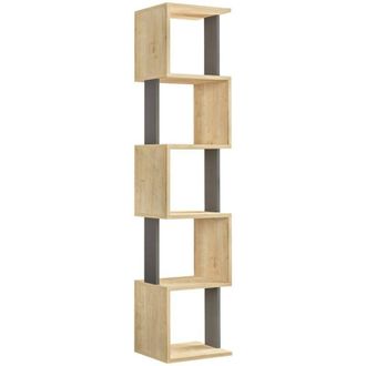 Dmora Estante Para Libros Dadjapon, Estante De Oficina, Porta Libros M&oacute;vil, Biblioteca, 35x30h161 Cm, Roble Y Antracita - Dmora