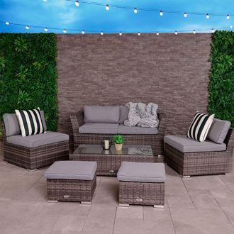 Charles Bentley St Tropez Rattan Lounge Set - Outdoor Space Saving Furniture in Grey