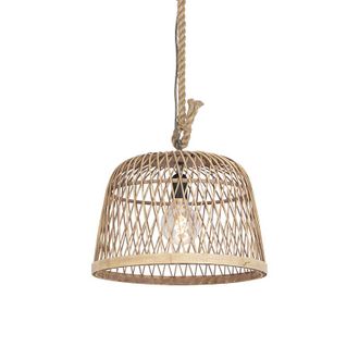 QAZQA Lampada A Sospensione Calamus - Rustico - Malacca,acciaio - Beige/grigio - Tondo Max. 1 X Watt - Qazqa