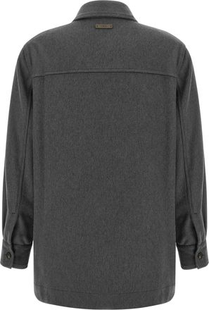 PESERICO Wool M&eacute;lange Overshirt - Charcoal