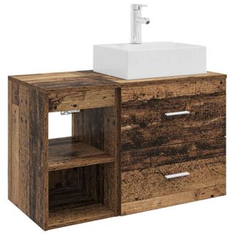 vidaXL Juego De Muebles De Ba&ntilde;o 2 Pcs Madera Envejecida Vidaxl