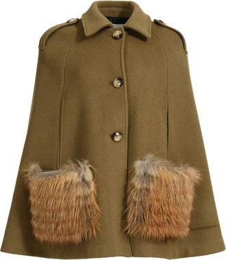 Wanan Luxury Blair Poncho Jacket in Brown Cashmere Blend