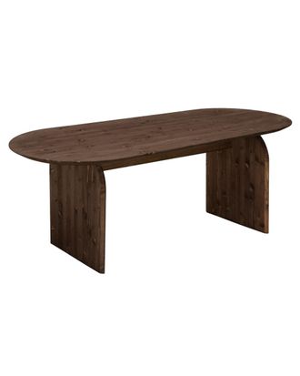 Deco Wood Mesa de comedor ovalada de madera maciza en tono nogal de 180x75,2cm