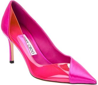 Jimmy Choo London Cass 75 Satin & Plexi Pump