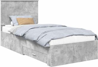 vidaXL Estructura De Cama Con Cabecera Gris Concreto 90 X 200 Cm Vidaxl