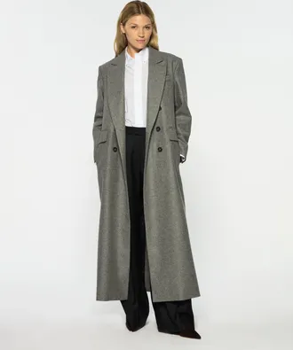 Serena Bute Merino Wool Double Breasted Coat - Light Grey