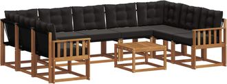 vidaXL Conjunto De Sof&aacute;s De Exterior 10 Uds. Natural Y Negro Vidaxl