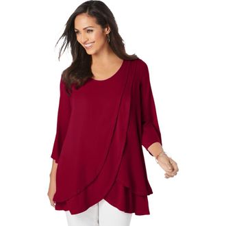 Jessica London Double Layer Tunic in Rich Burgundy at Nordstrom, Size 16