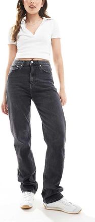 Calvin Klein Jeans Jeans dritti a vita alta lavaggio nero