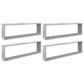 vidaXL Vidaxl - Estante Cubo Pared 4uds Contrachapado Gris Hormig&oacute;n 100x15x30cm