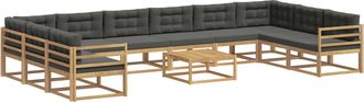 vidaXL Conjunto De Sof&aacute;s De Exterior 11 Uds. Blanco Y Antracita Vidaxl