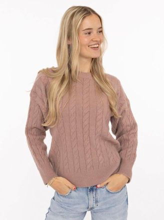 Zwillingsherz Strickpullover ZWILLINGSHERZ Zopfstrick, Damen, Gr. L/XL, altrosa, Strick, Obermaterial: 45% Polyester, 30% Elasthan, 25% Polyacryl, h&uuml;ftbedeckend, Ru