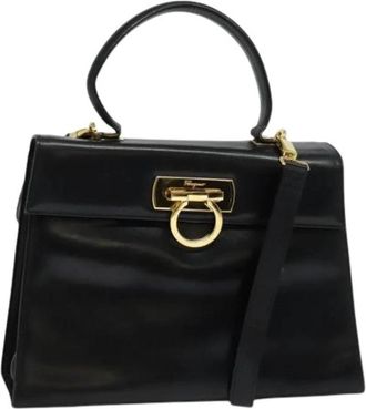 Ferragamo Tweedehands leren handtassen - Dames - Vintage Handtas - Zwart - ONE Size - Leer - Vintage
