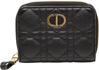 Dior Gold Black Leather Wallet (Bi-Fold) (Pre-Owned)