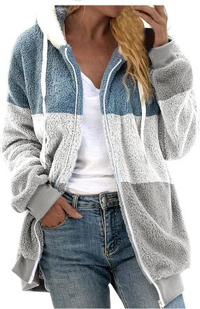Generic ladies coats size 10 Fluffy Jumpers Winter Warm Ladies Plus Size Fleece Jackets Full Zip Hoodies Fuzzy Sweatshirt Plus Size Ladies Casual Coats Outerw