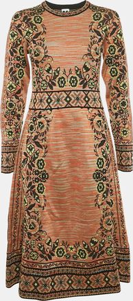 M Missoni Multicolor Patterned Knit Long Sleeve Midi Dress