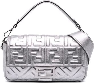 Fendi Borsa a tracolla Baguette in pelle con motivo Zucca 2010-2025 - Argento