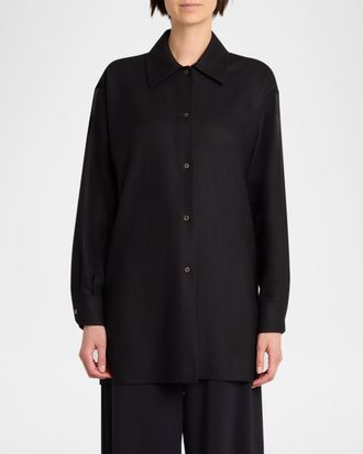 The Row Komako Button Down Wool Cashmere Blouse