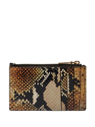 Alexander McQueen snakeskin-pattern zip cardholder - Brown