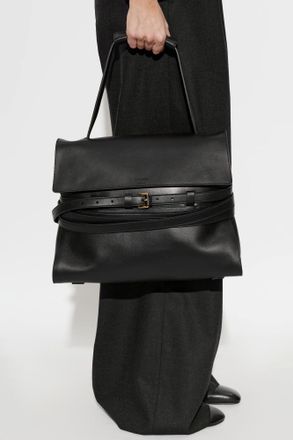 Moschino Leather Handbag With Logo, Womens, Black