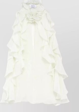 Alexander McQueen sleeveless high neck sheer top ruffles