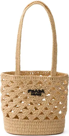 Prada Logo-embroidered Crochet Shoulder Bag
