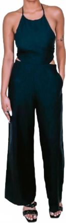 Crescent Yoko Halter Neck With Side Cut-Outs Jumpsuit In Black