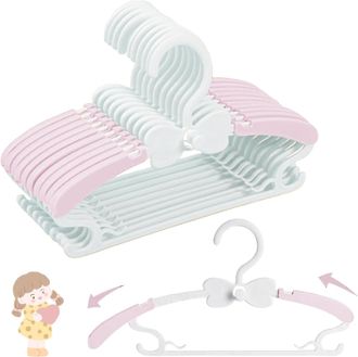 OEM Perchas Infantiles De Pl&aacute;stico, De 28 A 37 Cm, Paquete De 20 Unidades, Apilables, Antideslizantes Y Extensibles, Aptas Para Ropa De Ni&ntilde;os Y Beb&eacute;s. Aho