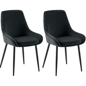 Clp Juego De 2 Sillas De Comedor Elmira Negro Metal Negro Mate