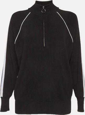 Sandro Black Stretch Knit Half Zip Sweater