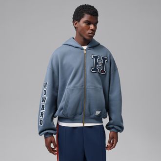 Nike Jordan Mens Jordan Flight x Howard University Fleece Full-Zip Hoodie in Blue | IU5517-419