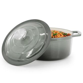 MegaChef 2.7 Quart Round Enameled Cast Iron Casserole in Gray at Nordstrom