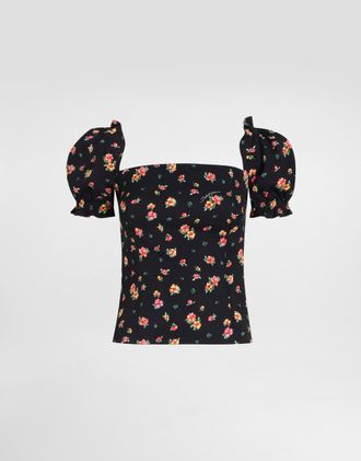 Dolce & Gabbana Small Floral-print Charmeuse Top - Woman Shirts And Tops Multicolor 36