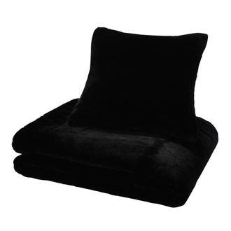 Maisons du monde Manta de imitaci&oacute;n piel negra 150x180