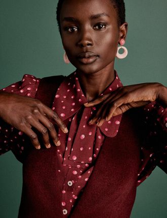 Nobody's Child NC x Lisou Burgundy Crepe Statement Collar Blouse