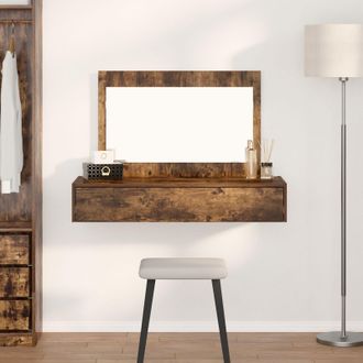 Berkfield Home Wall Hanging Dressing Table Smoked Oak 100x40x70 cm in Brown | Size: 100 x 40 x 70 cm