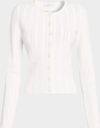 Adam Lippes Faye Cardigan in Pointelle Stitch