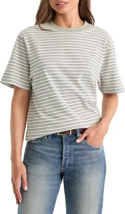 Good American The Overized Stripe T-Shirt in Classic Stripe Mosswell at Nordstrom, Size Medium
