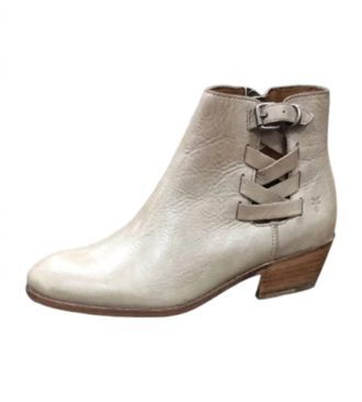 Frye Womens Leather Ankle Booties In Bone