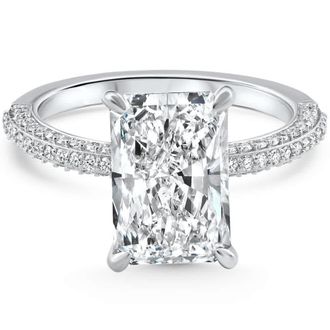 Pompeii3 Certified 3.44Ct Cassidy Radiant Cut Diamond Engagement Ring 14k Gold Lab Grown