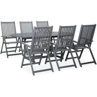 vidaXL Set De Comedor De Jard&iacute;n 7 Piezas Madera Maciza De Acacia Gris Vidaxl