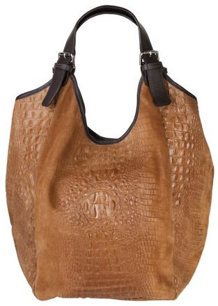 Samantha Look Shopper SAMANTHA LOOK, Damen, Gr. B/H/T: 45cm x 45cm x 13cm onesize, braun (cognac), Leder, gl&auml;nzend, Taschen Shopper, echt Leder, Made in Italy