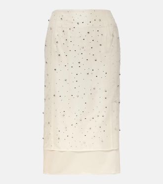 Xu Zhi Beaded high-rise silk organza midi skirt