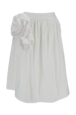 Simone Rocha White Pressed Rosette 3D Floral Midi Skirt