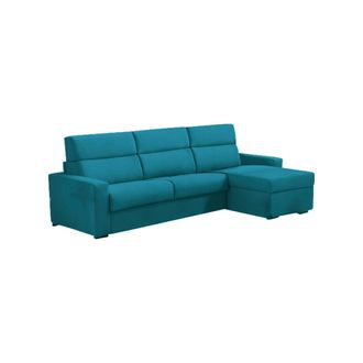 Dmora Sof&aacute; Cama Con Chaise Longue Pusiano, Desenfundable, Contenedor Made In Italy, Impermeable, Multiposici&oacute;n, 280x160 Cm Azul