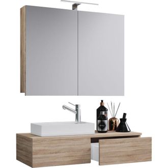 ebuy24 Vcm Set 3 pezzi Posto lavanderia per gli ospiti wc Bagno per gli ospiti wc lavabo Mobili da bagno Set da bagno - Gudas sc (rovere Sonoma (S&auml;gerau))