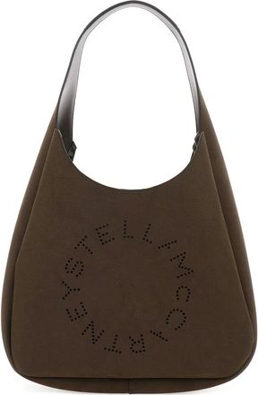 Stella McCartney Borsa a spalla con logo traforato - Marrone